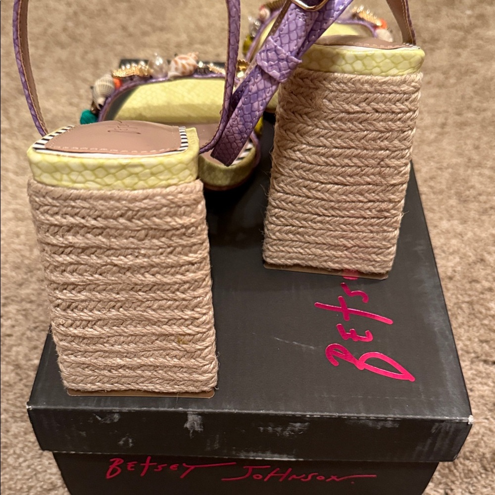 Betsey Johnson Yellow and Purple Embellished Heels - Picture 4 of 8
